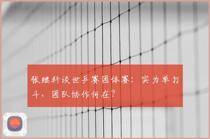 张继科谈世乒赛团体赛：实为单打斗，团队协作何在？